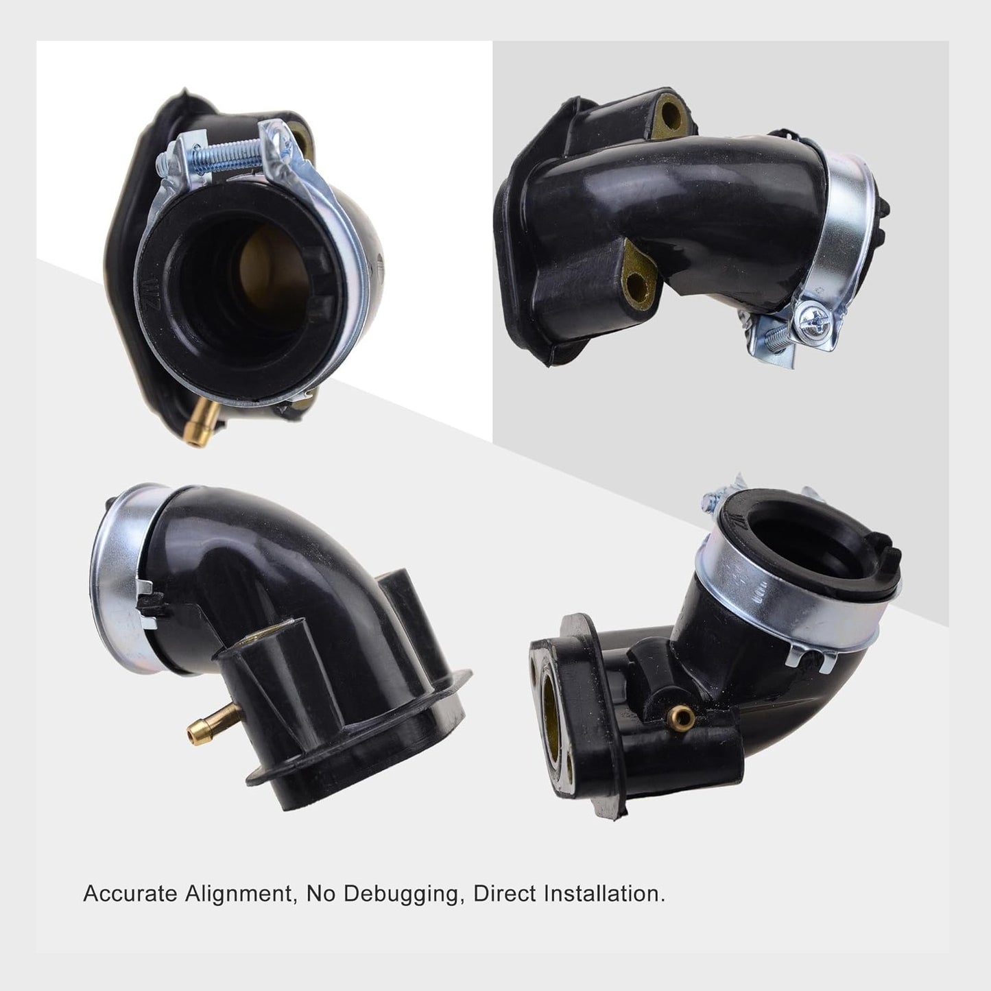 GOOFIT Fuel Filter 90 Degree Bent Intake Manifold Pipe with Intake Manifold Gasket Spacer Replacement for 50cc 70cc 90cc 110cc 125cc Taotao Roketa ATV Dirt Bike Go Kart 4 Wheeler