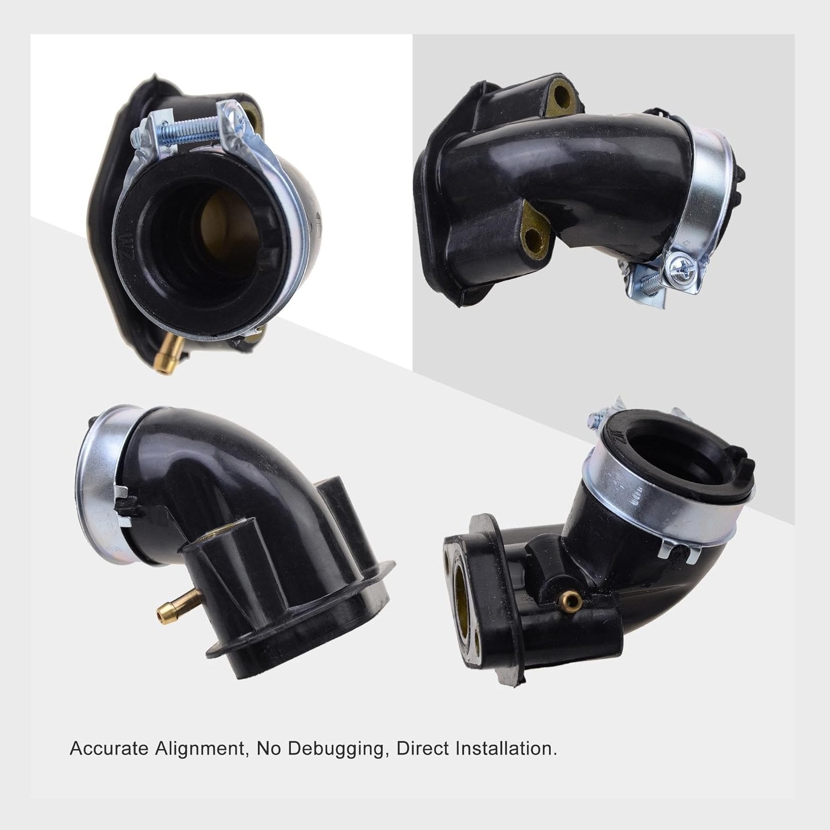 GOOFIT Fuel Filter 90 Degree Bent Intake Manifold Pipe with Intake Manifold Gasket Spacer Replacement for 50cc 70cc 90cc 110cc 125cc Taotao Roketa ATV Dirt Bike Go Kart 4 Wheeler