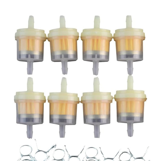 GOOFIT Fuel Filter with clips for Universal Motorcycle Scooter Dirt Bike Pack of 8