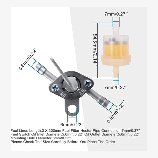 GOOFIT Fuel Tube Hose 5mm Inner Dia Fuel Filter Fuel Switch for ATV Dirt Bike Motorcycle Performance Red