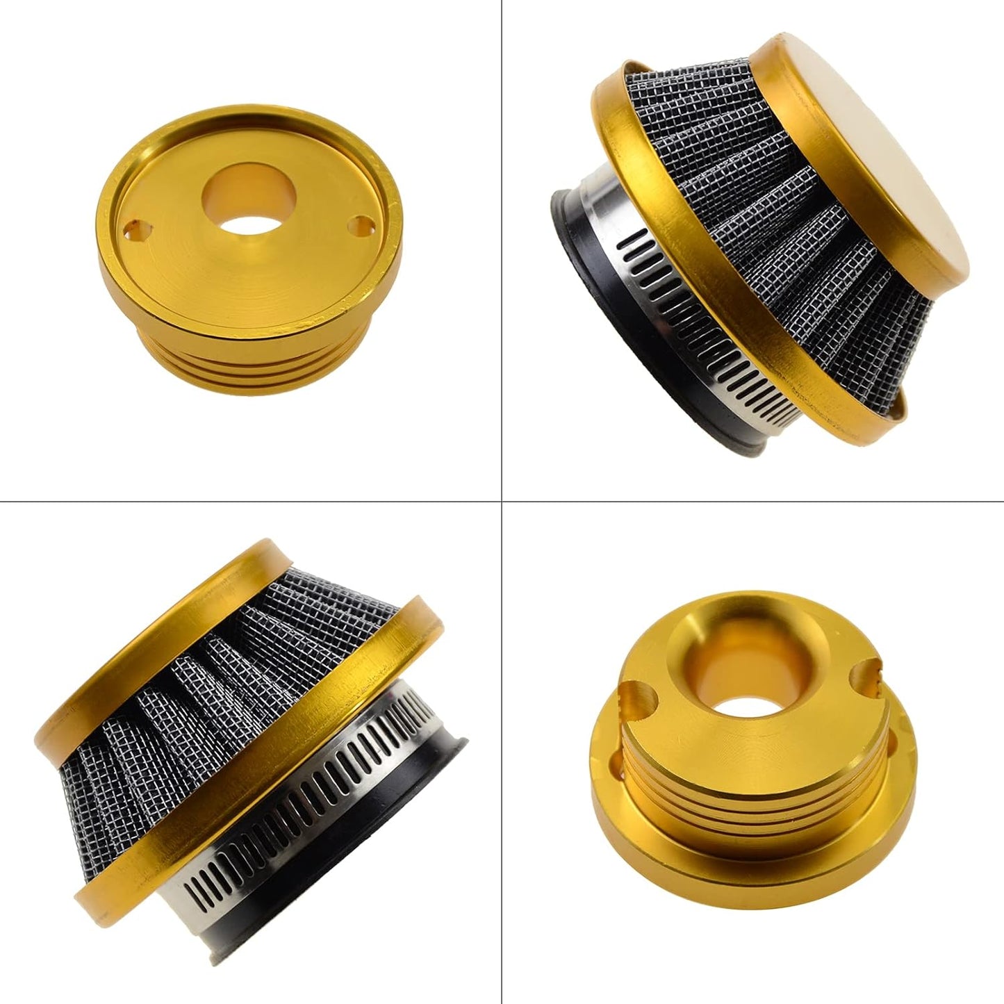 GOOFIT Golden 44mm Air Filter with Aluminum Adapter for 2 Stroke 43cc 47cc 49cc Engine Kids Quad ATV Dirt Pocket Bike Go Kart Big Foot Gas Scooter
