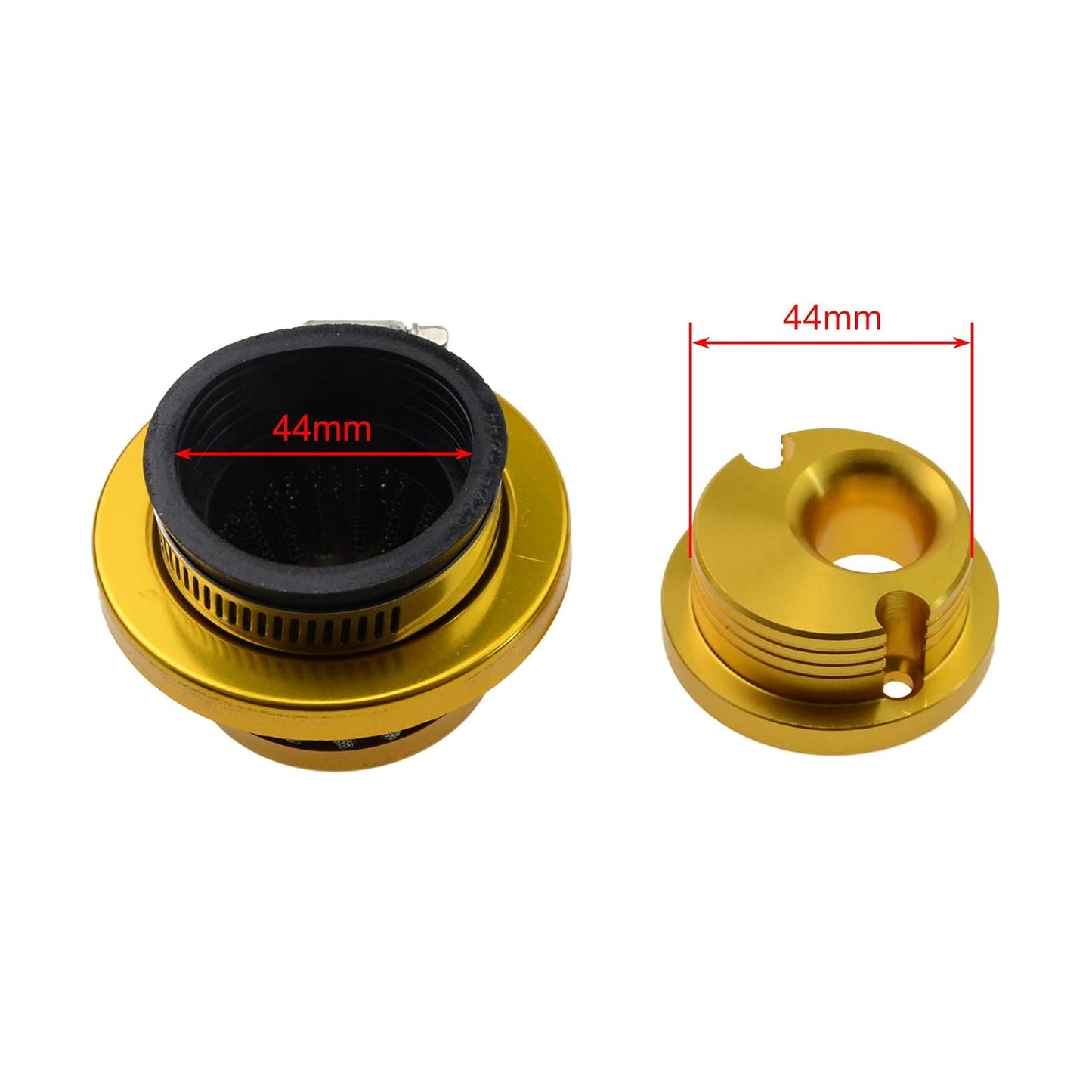 GOOFIT Golden 44mm Air Filter with Aluminum Adapter for 2 Stroke 43cc 47cc 49cc Engine Kids Quad ATV Dirt Pocket Bike Go Kart Big Foot Gas Scooter