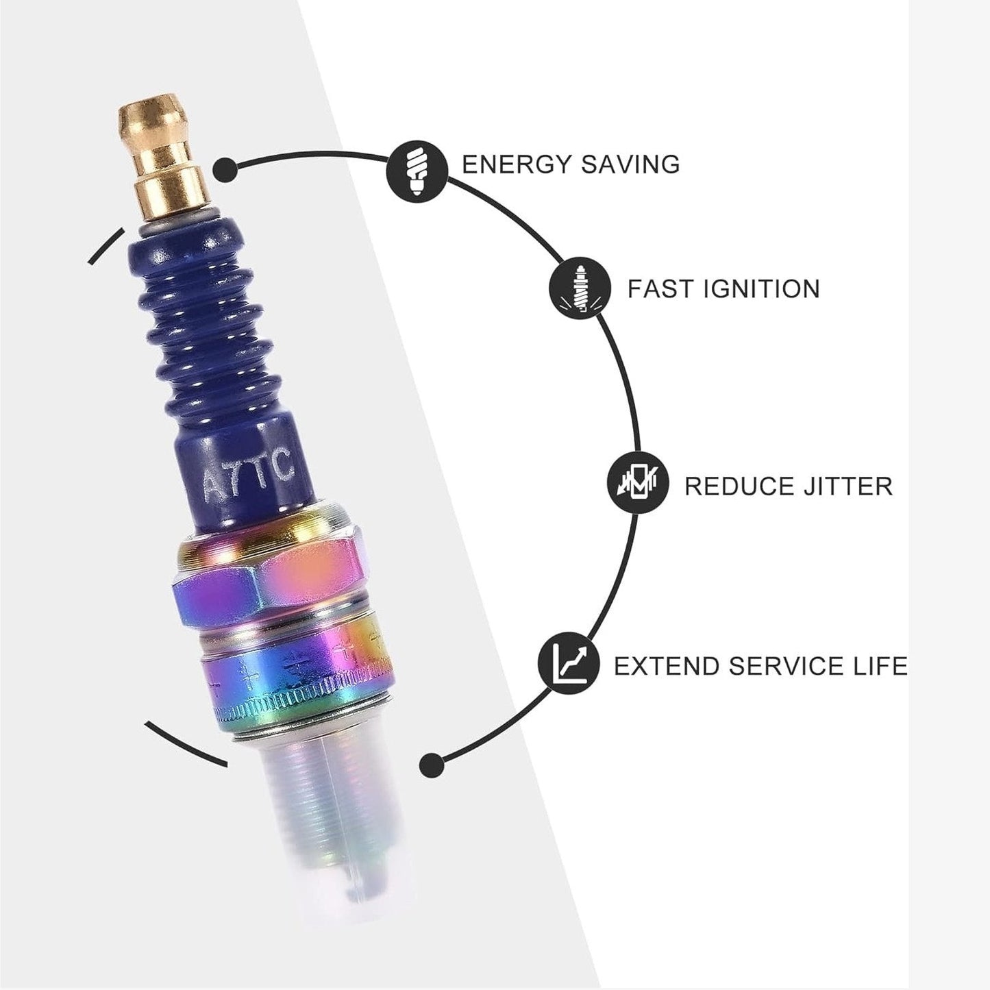 GOOFIT High Performance Motorcycle A7TC Spark Plug 50cc 70cc 90cc 110cc ATV 150 Ignition Plug Moped Go Kart Scooter