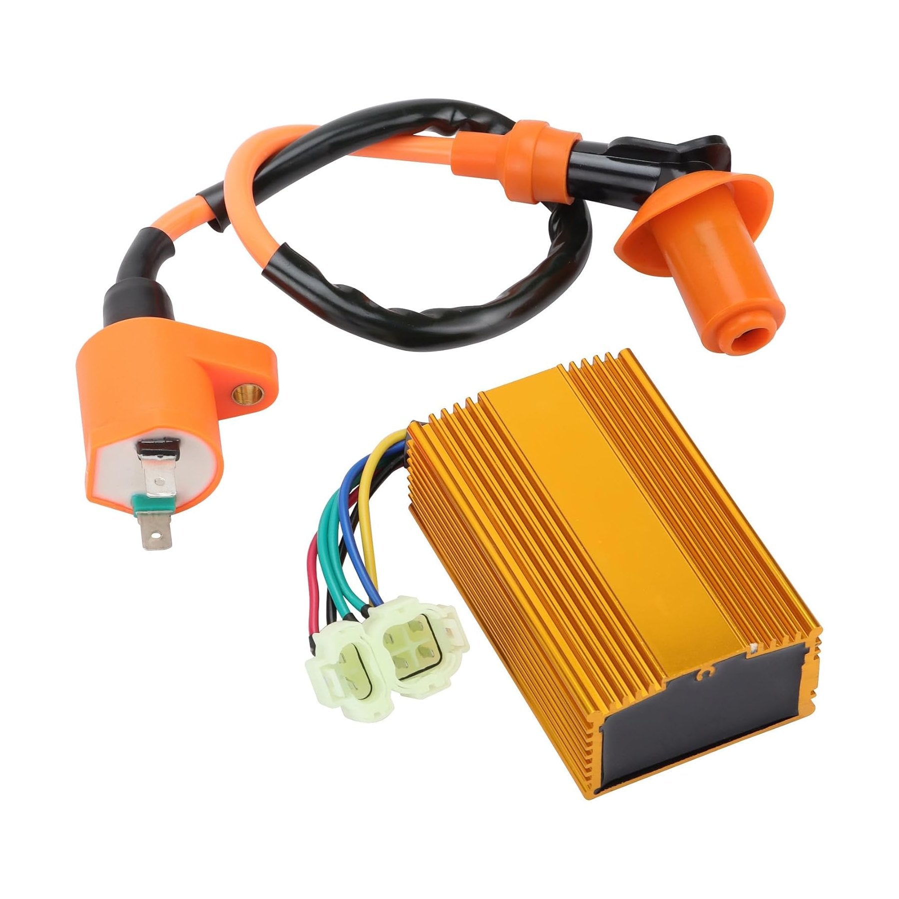 GOOFIT High Performance Racing AC Ignition Coil with 6 Pin CDI Box for 4 Stroke GY6 50cc 125cc 150cc Chinese Moped Scooters ATV Go Kart