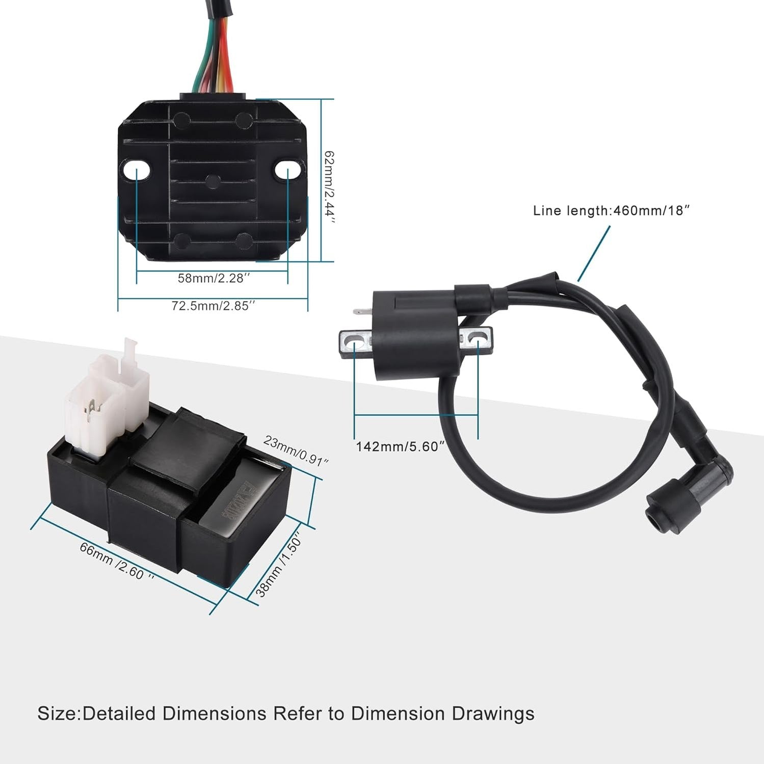 GOOFIT Ignition Coil 6 Pin AC CDI Box 12V Voltage Regulator Rectifier Relay Kit Replacement for CG 125cc 150cc 200cc 250cc Vertical Engine Chinese ATV 4 Wheeler Quad Go Kart