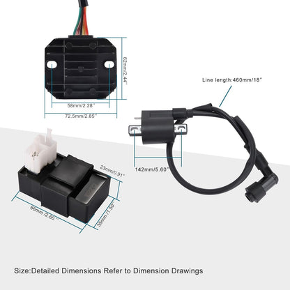 GOOFIT Ignition Coil 6 Pin AC CDI Box 12V Voltage Regulator Rectifier Relay Kit Replacement for CG 125cc 150cc 200cc 250cc Vertical Engine Chinese ATV 4 Wheeler Quad Go Kart