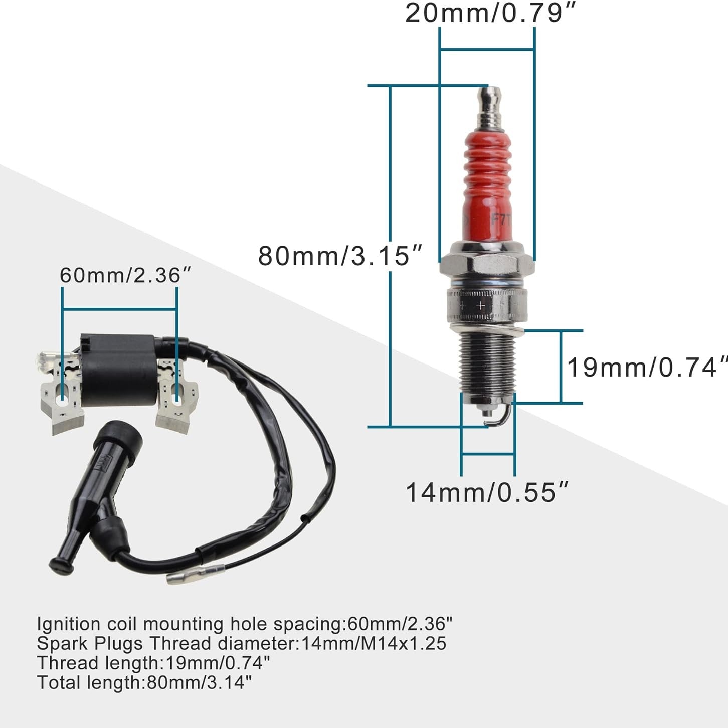 GOOFIT Ignition Coil Magneto Generator with F7TC Spark Plugs Replacement for GX120 GX160 GX200 GX240 GX270 GX340 GX390 Engine Lawnmower Tractor Rototiller Water Pump Go Kart Mini Bike