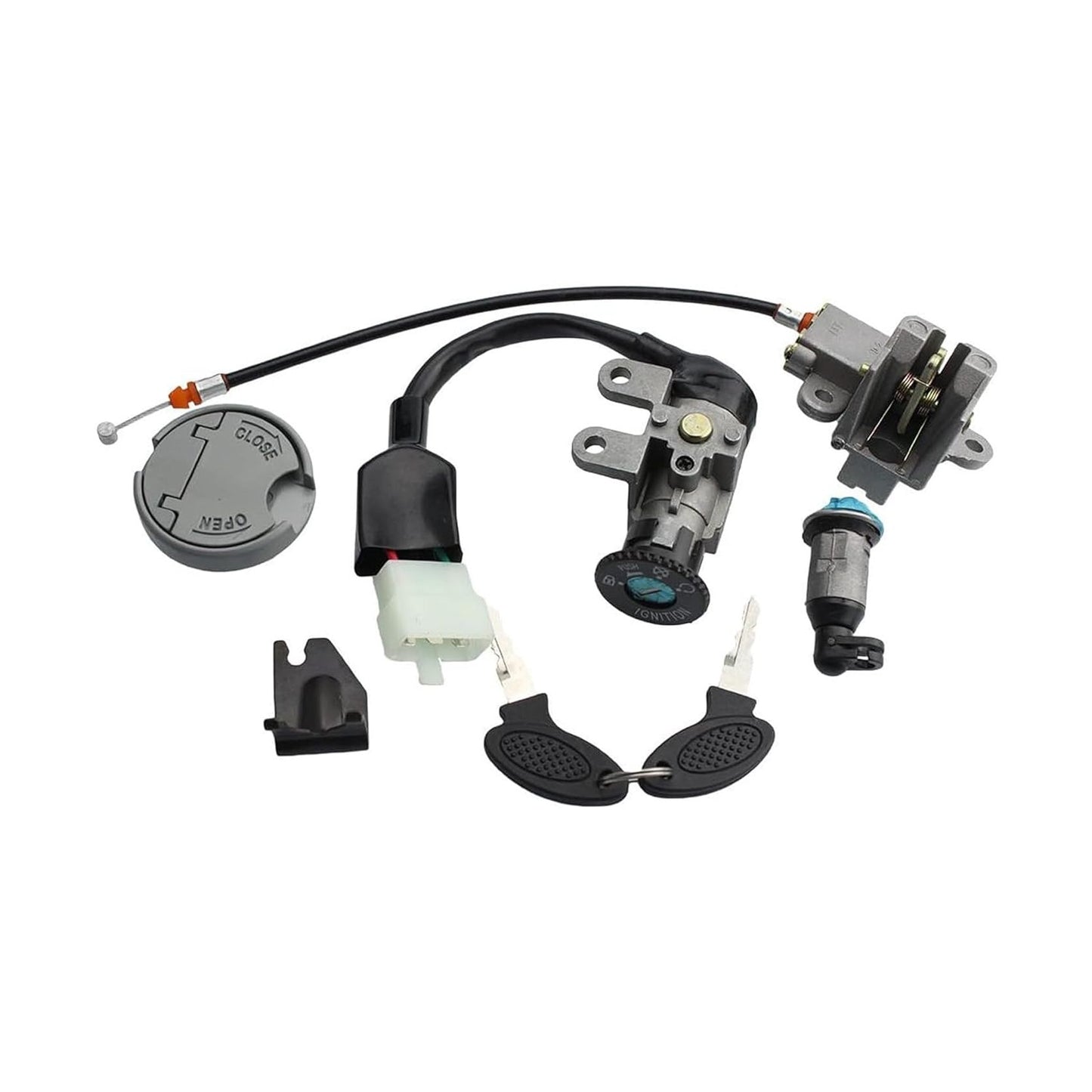GOOFIT Ignition Switch Key Lock Gas Tank Cap Set Replacement for GY6 49cc 50cc Taotao ATM50-A Roketa MC-08-50 YY50QT-6 Jonway Scooter Moped