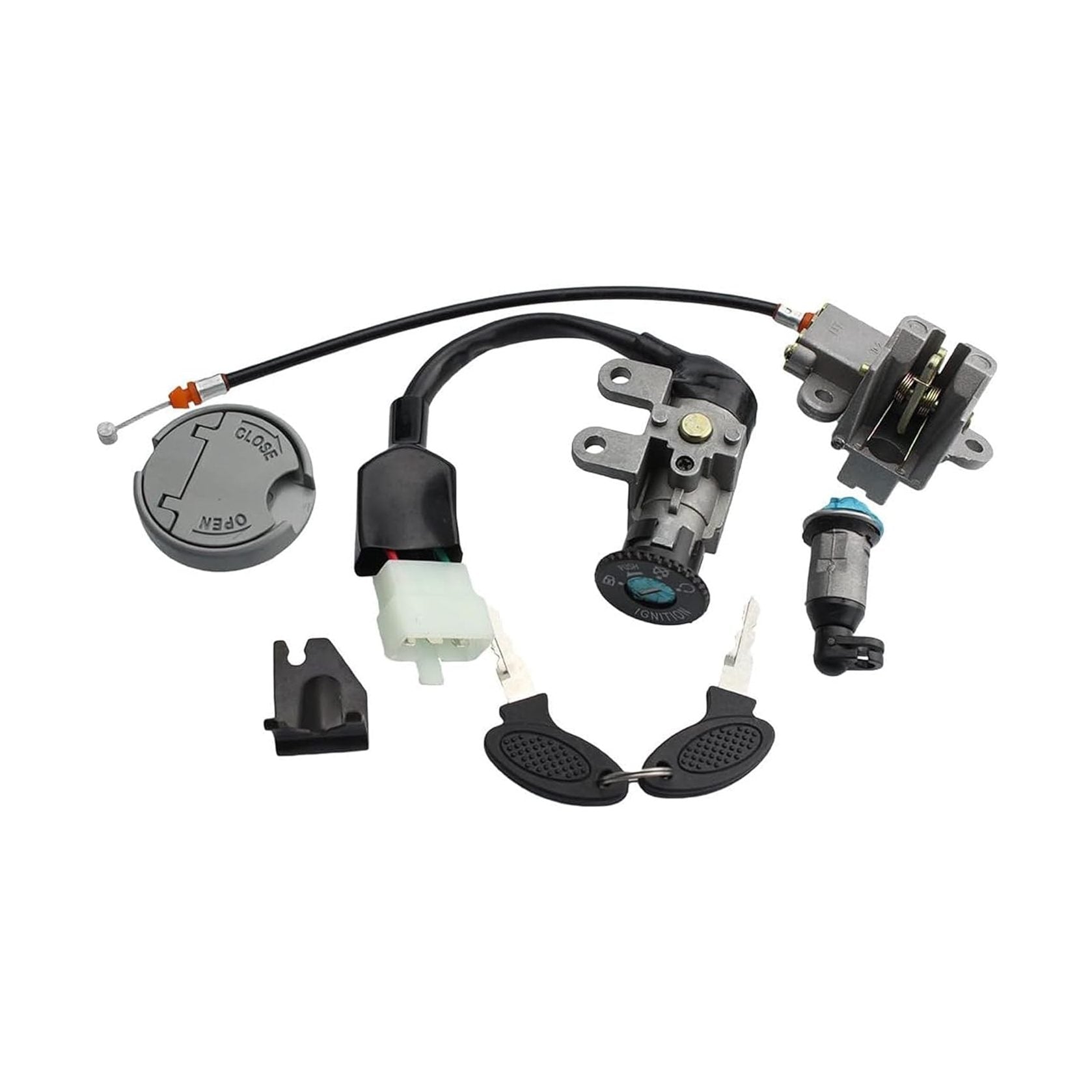 GOOFIT Ignition Switch Key Lock Gas Tank Cap Set Replacement for GY6 49cc 50cc Taotao ATM50-A Roketa MC-08-50 YY50QT-6 Jonway Scooter Moped