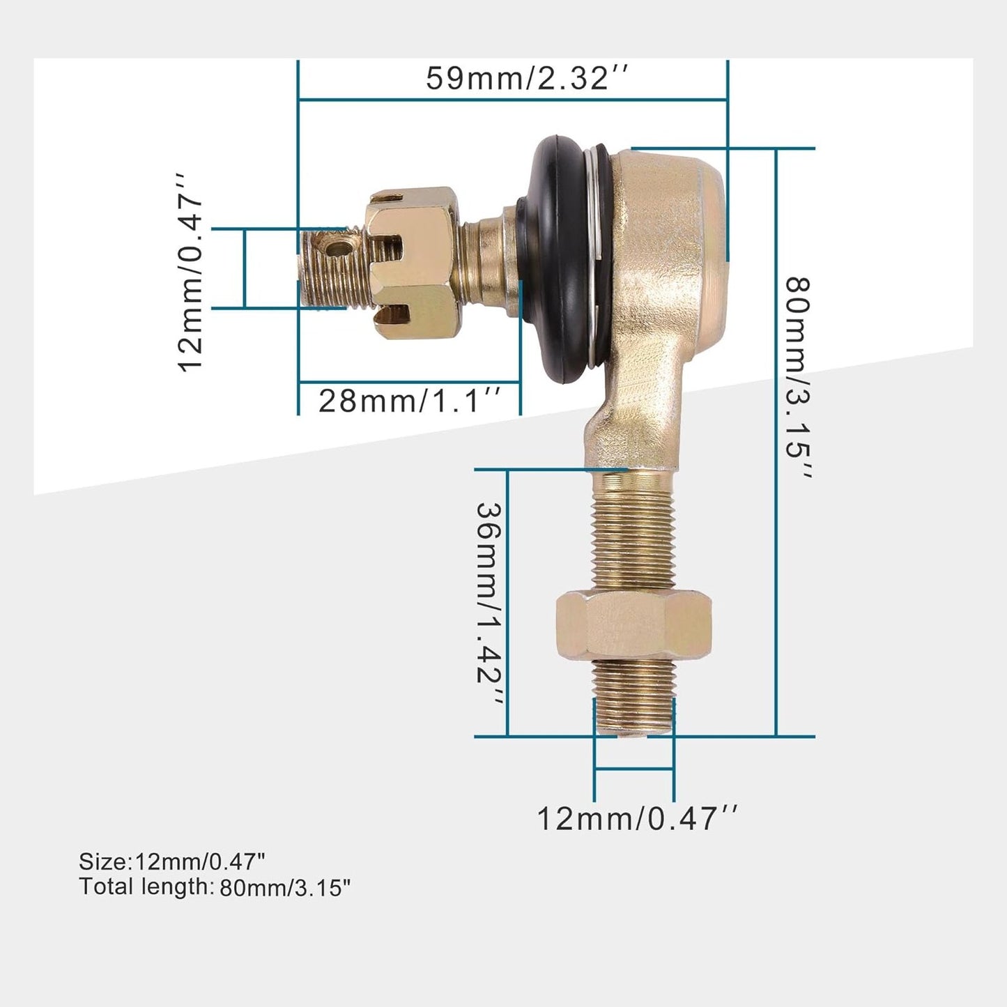 GOOFIT M12-12mm U-Joint Tie Rod Ball Joint Replacement for 150cc 250cc Baja Roketa Go Kart ATV Dune Buggies Clockwise Thread