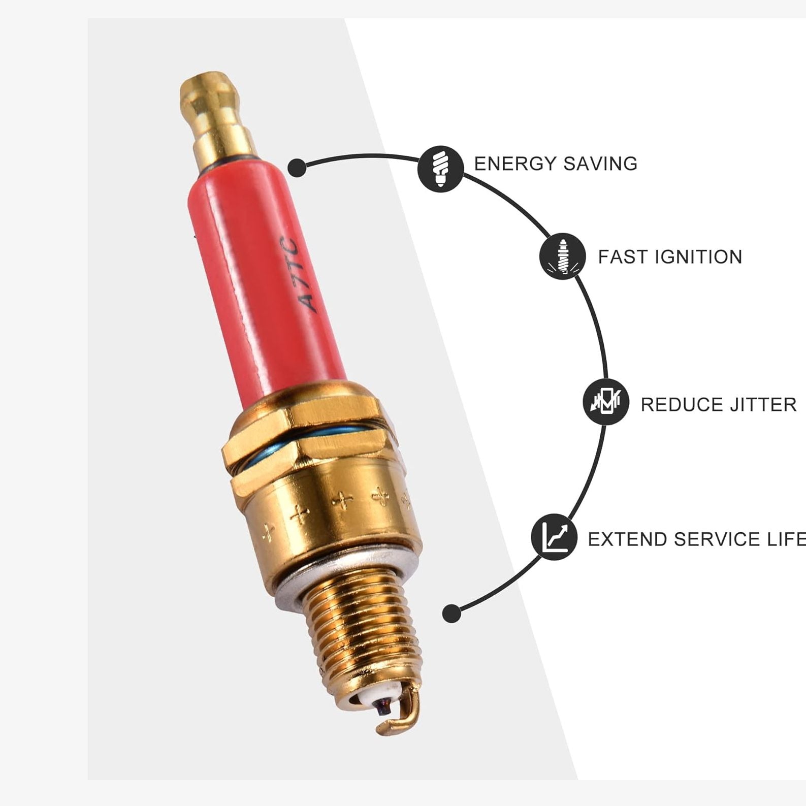 GOOFIT Motorcycle A7TC Spark Plug Red for 50cc 70cc 90cc 110cc 125cc 140cc 150cc QMI157 ATV Motor Scooter Go Kart Dirt Bike Moped Pack of 1