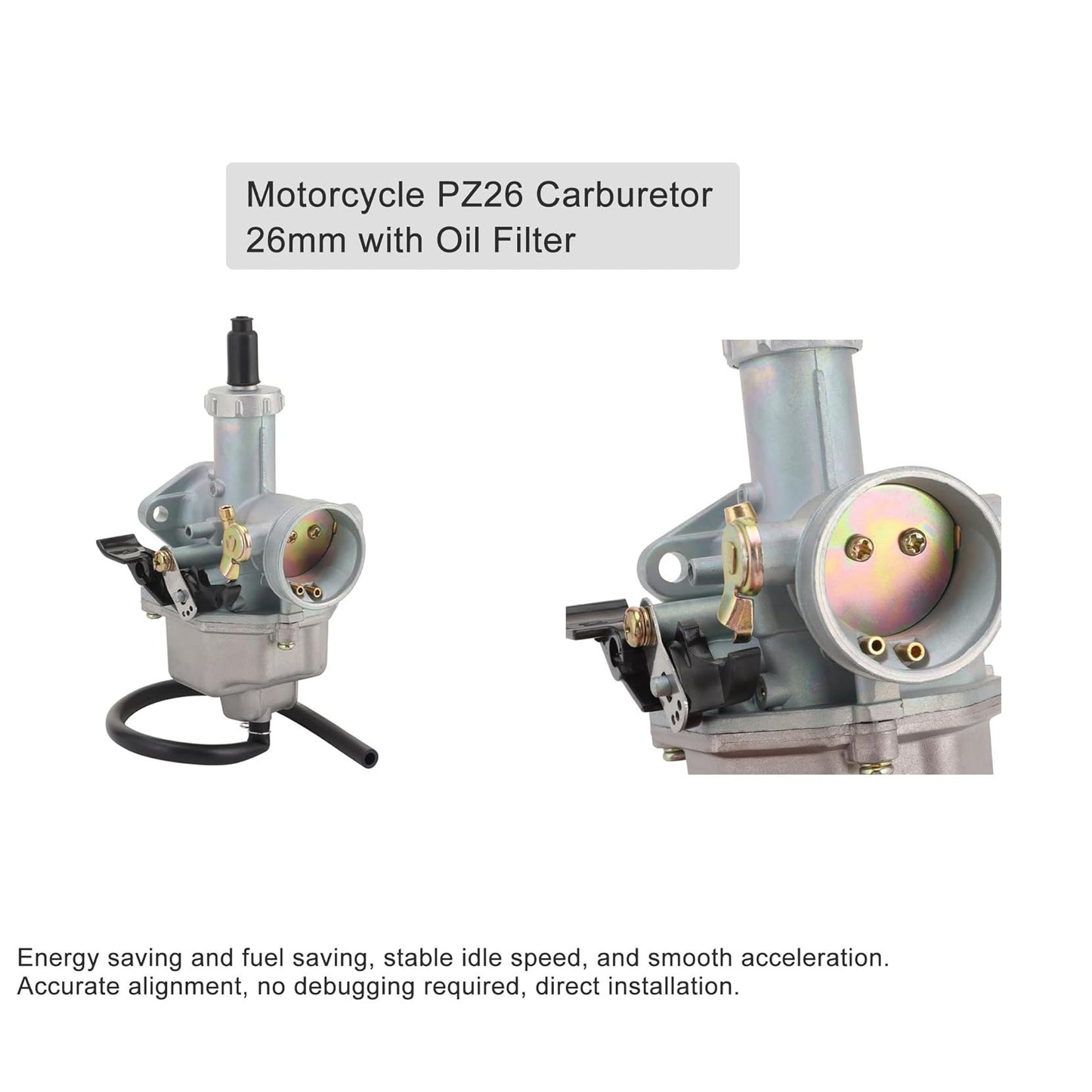 GOOFIT Motorcycle Carburetor with Fuel Line Oil Filter Rubber Wood Paper Pads Replacement for 4 Stroke 100cc 110cc 125cc CG125 XF125 Engine 156FM 157FM ATV Quad Pit Bike Moped Scooter