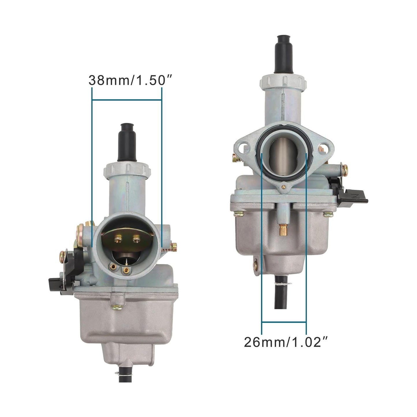GOOFIT Motorcycle Carburetor with Fuel Line Oil Filter Rubber Wood Paper Pads Replacement for 4 Stroke 100cc 110cc 125cc CG125 XF125 Engine 156FM 157FM ATV Quad Pit Bike Moped Scooter
