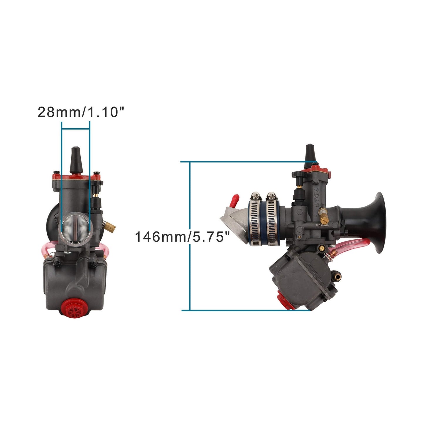 GOOFIT Motorcycle Dual Stack Carburetor Replacement for YD-MJN28 YD-MJN30 MSX125cc ATV Dirt Pit Bike Go Kart