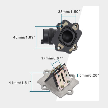 GOOFIT Motorcycle Intake Manifold Reed Valve Replacement for Jog Zuma Minarelli 2 Stroke Engine 49cc 50cc Aerox Nitro SR50 Scooter