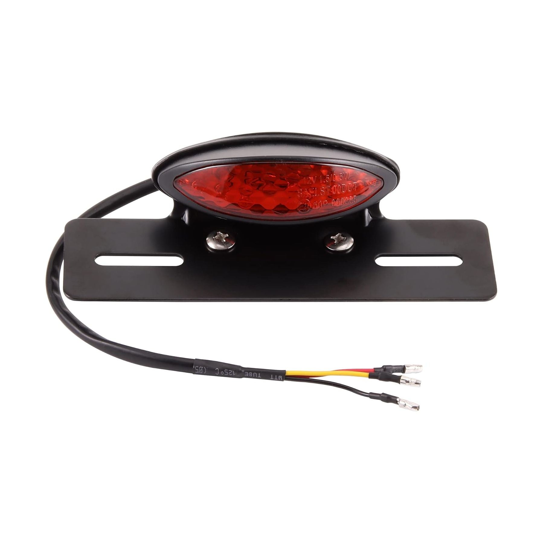 GOOFIT Motorcycle LED Tail Light Integrated License Plate Rear Brake Lamp Cafe Racer Bobber Smoky Lens（Red）