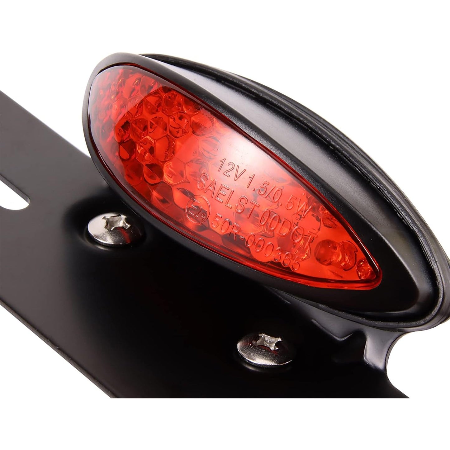 GOOFIT Motorcycle LED Tail Light Integrated License Plate Rear Brake Lamp Cafe Racer Bobber Smoky Lens（Red）