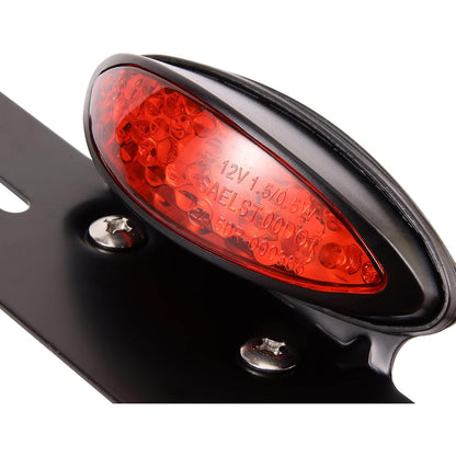 GOOFIT Motorcycle LED Tail Light Integrated License Plate Rear Brake Lamp Cafe Racer Bobber Smoky Lens（Red）