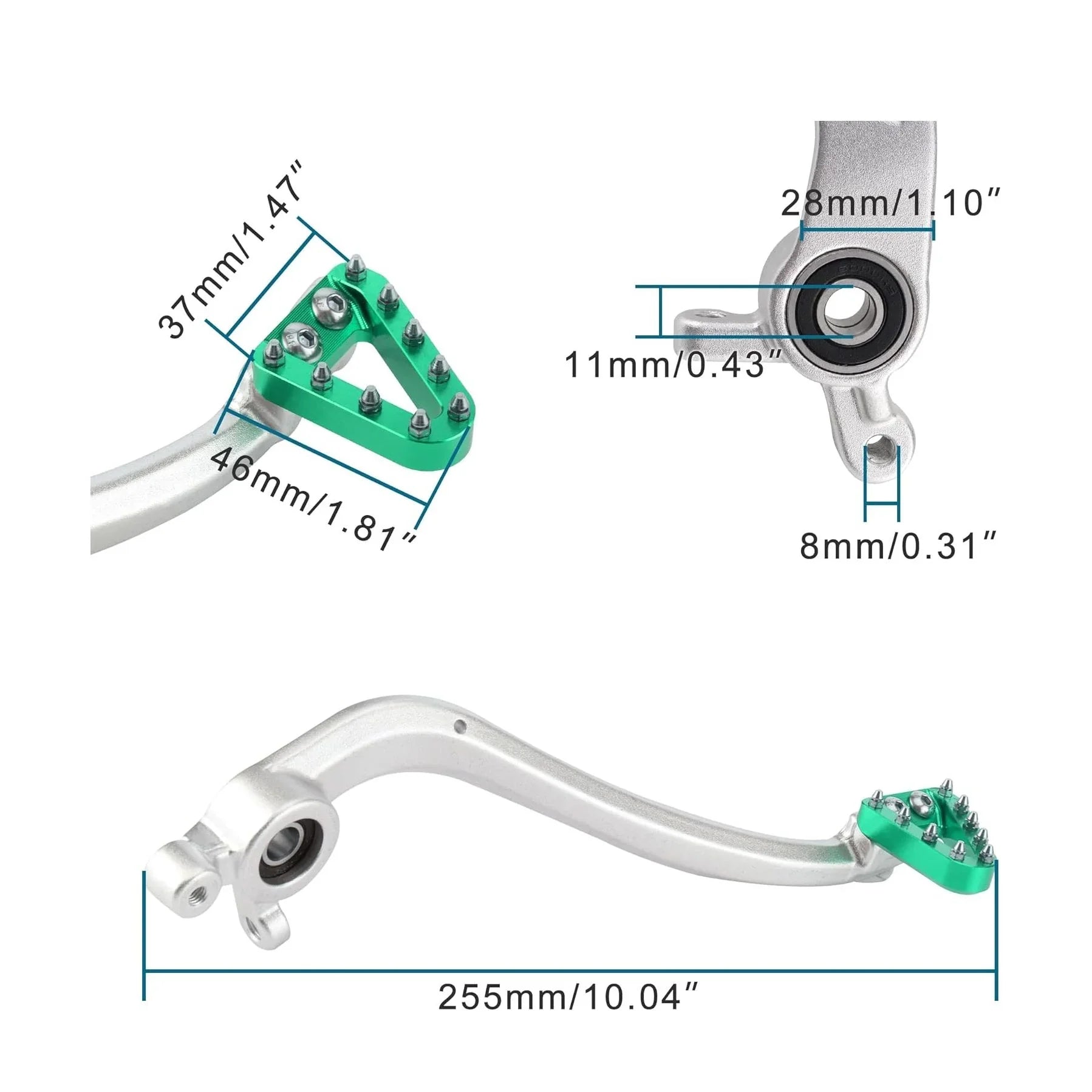 GOOFIT Motorcycle Silver White Rod Green Head Brake Pedal Replacement for KVI K16 K18 Constant Ship Air Cooled NC Off road Vehicle - goofitmoto