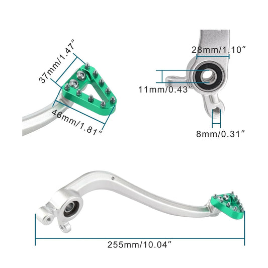 GOOFIT Motorcycle Silver White Rod Green Head Brake Pedal Replacement for KVI K16 K18 Constant Ship Air Cooled NC Off road Vehicle - goofitmoto