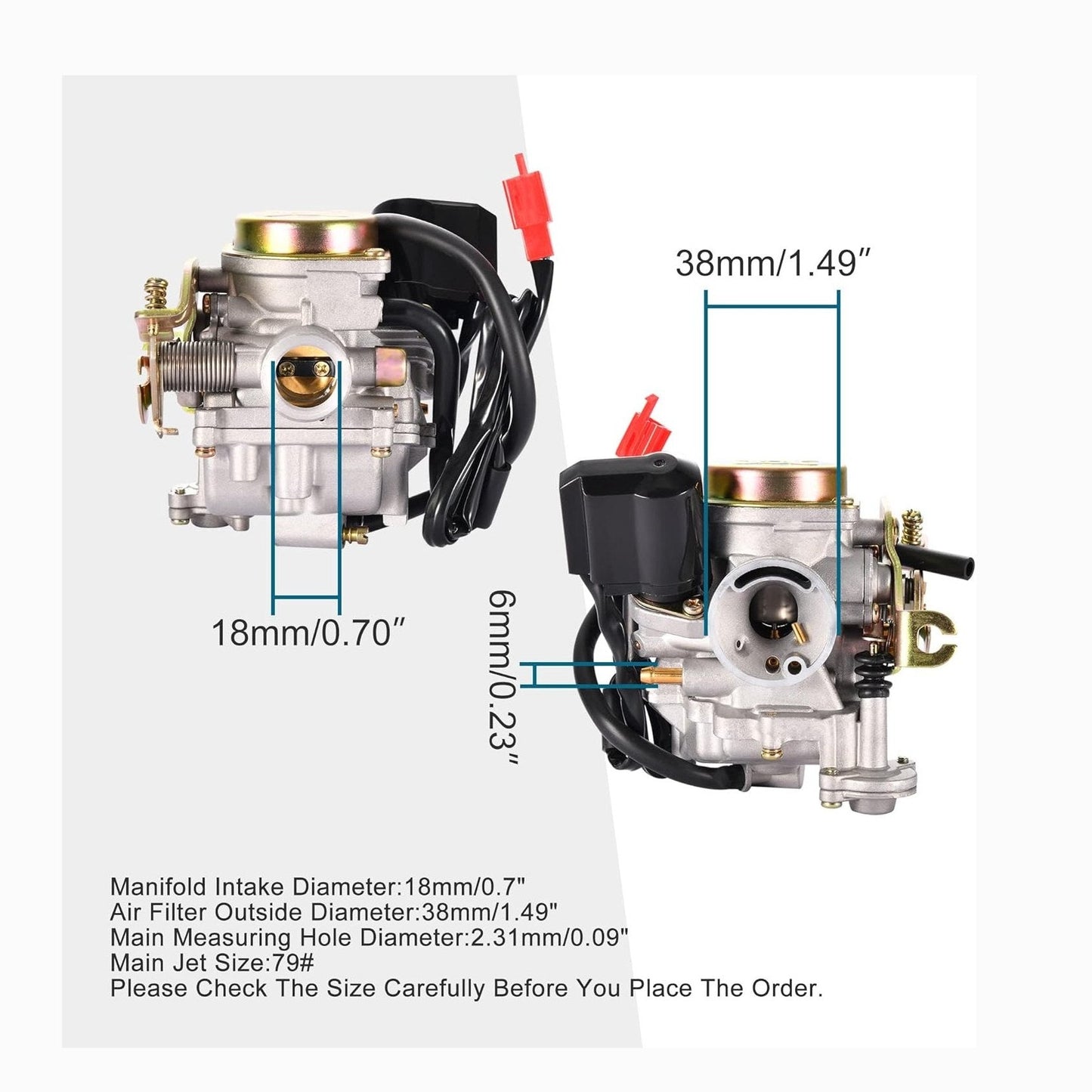 GOOFIT PD18 18mm Carburetor for 4 Stroke GY6 49cc 50cc Chinese Scooter 139QMB Moped Replacement for Taotao Kymco Scooter Jonway Baja