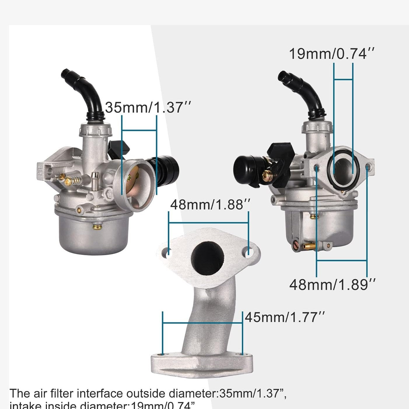 GOOFIT PZ19 Carburetor with Air Filter Carburetor Rebuild Kit Replacement for XR/CRF 50cc 70cc 90cc 110cc 125cc Moped ATV Taotao Sunl Roketa Baja Kazuma