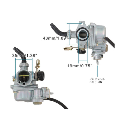 GOOFIT PZ19 Carburetor with Fuel Switch Replacement for 50cc 90cc 110cc 125cc Sunl Roketa Chinese ATV Go Kart