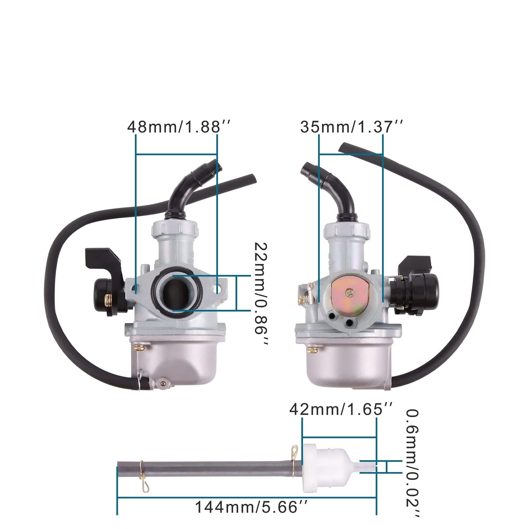 GOOFIT PZ22 22mm Carburetor Intake Manifold Pipe with 35mm Gold Air Filter Replacement for 110cc 125cc Sunl Taotao Pit Dirt Bike ATV Quad