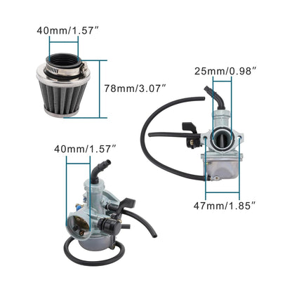 GOOFIT PZ25 25mm Carburetor 35mm Air Filter Hand Choke Replacement for 125cc 140cc Mini Quad ATV Motorcycle Scooter