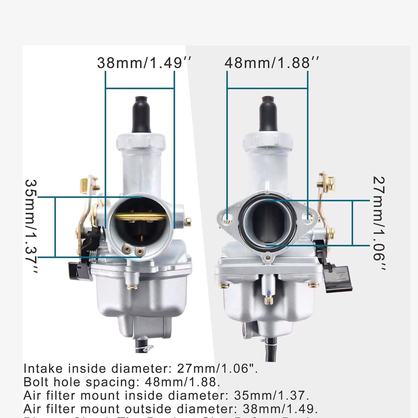 GOOFIT PZ27 Motorcycle 27mm Carburetor with Carb Cable for XR CRF 100cc 125cc 150cc 200cc ATV Pit Bike