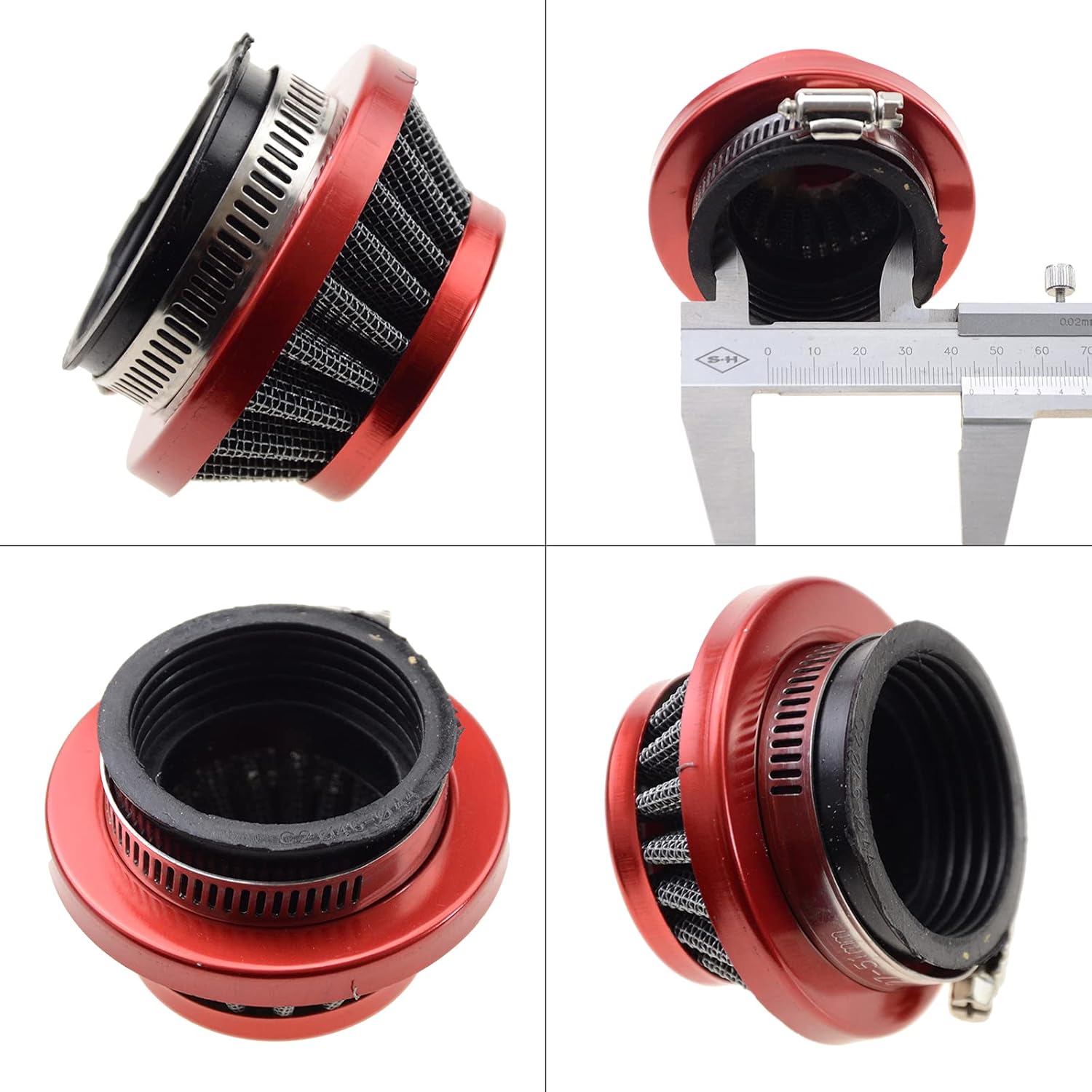 GOOFIT Red 44mm Air Filter with Aluminum Adapter for 2 Stroke 43cc 47cc 49cc Engine Kids Quad ATV Dirt Pocket Bike Go Kart Big Foot Gas Scooter