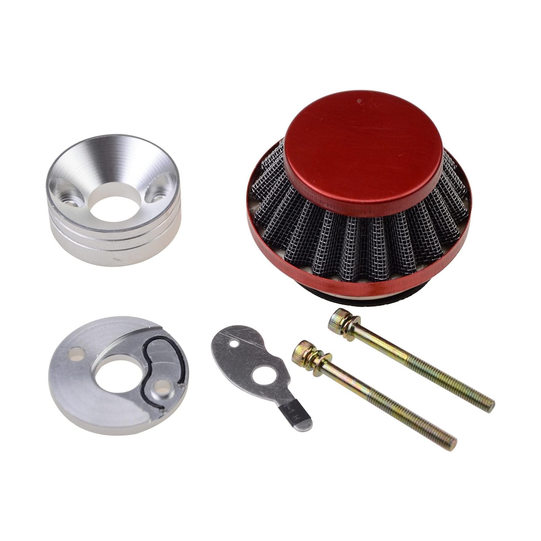 GOOFIT Red Air Filter Stack Choke Kit Replacement for 2 Stroke 23cc 33cc 43cc 47cc 49cc MOTOVOX MVS10 Dirt Mini Pocket Bike Kids ATV Go Kart Big Foot Goped Blad Gas Powered Scooter