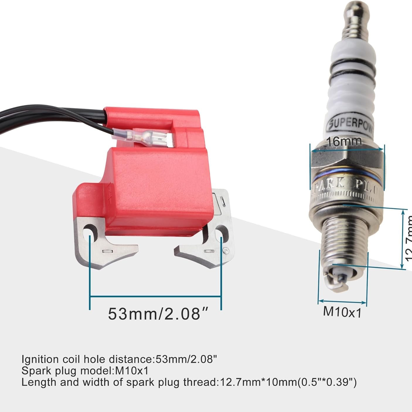 GOOFIT Red Ignition Coil with A7TC Spark Plug Replacement for 2-Stroke 47cc 49cc Chinese Engine Pocket Dirt Bike Mini Moto Kids ATV Quad Baby Crosser