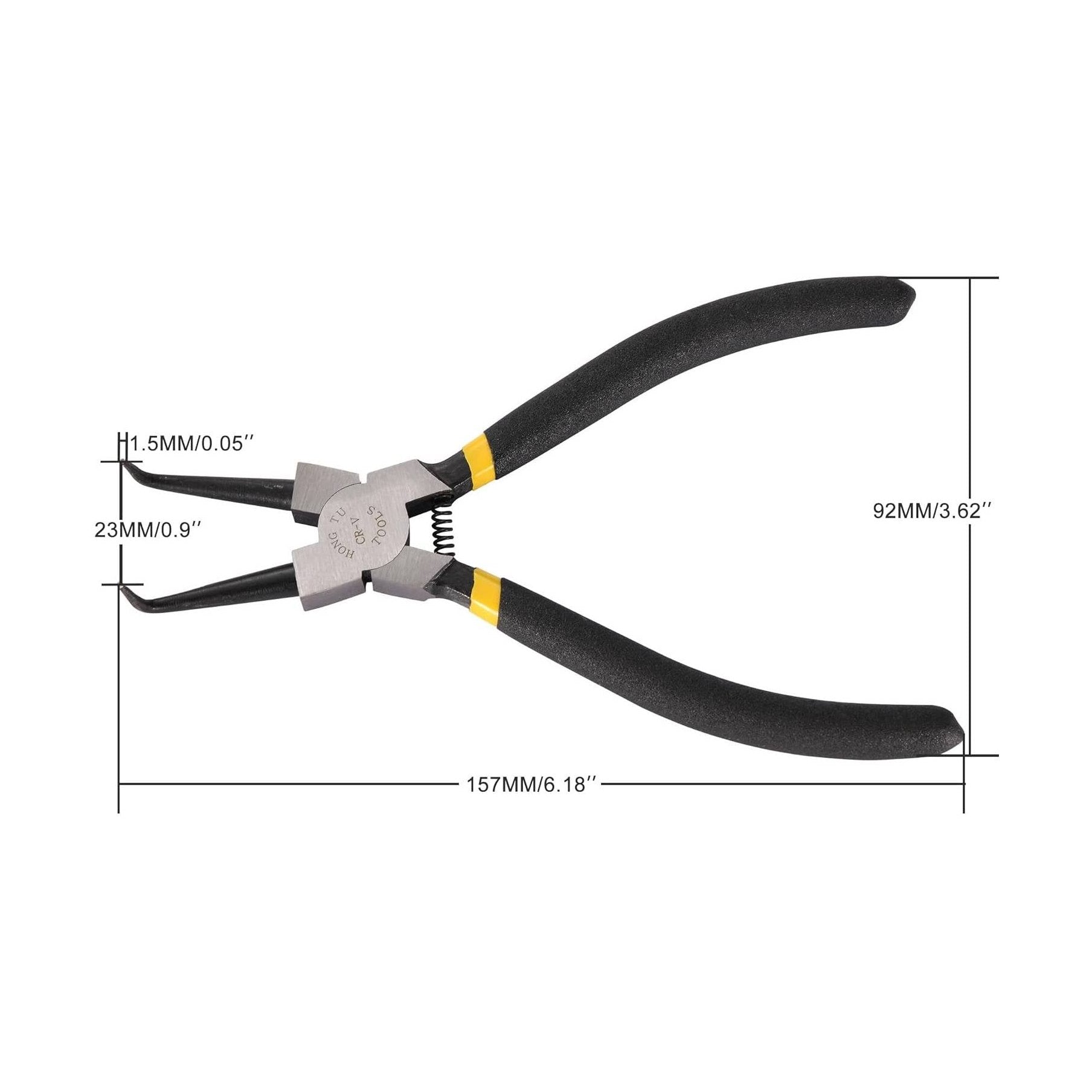 GOOFIT Snap Ring Plier Hand Tool 90 Degree Tip Grips Internal Bent Circlip Plier for Ring Remover Retaining
