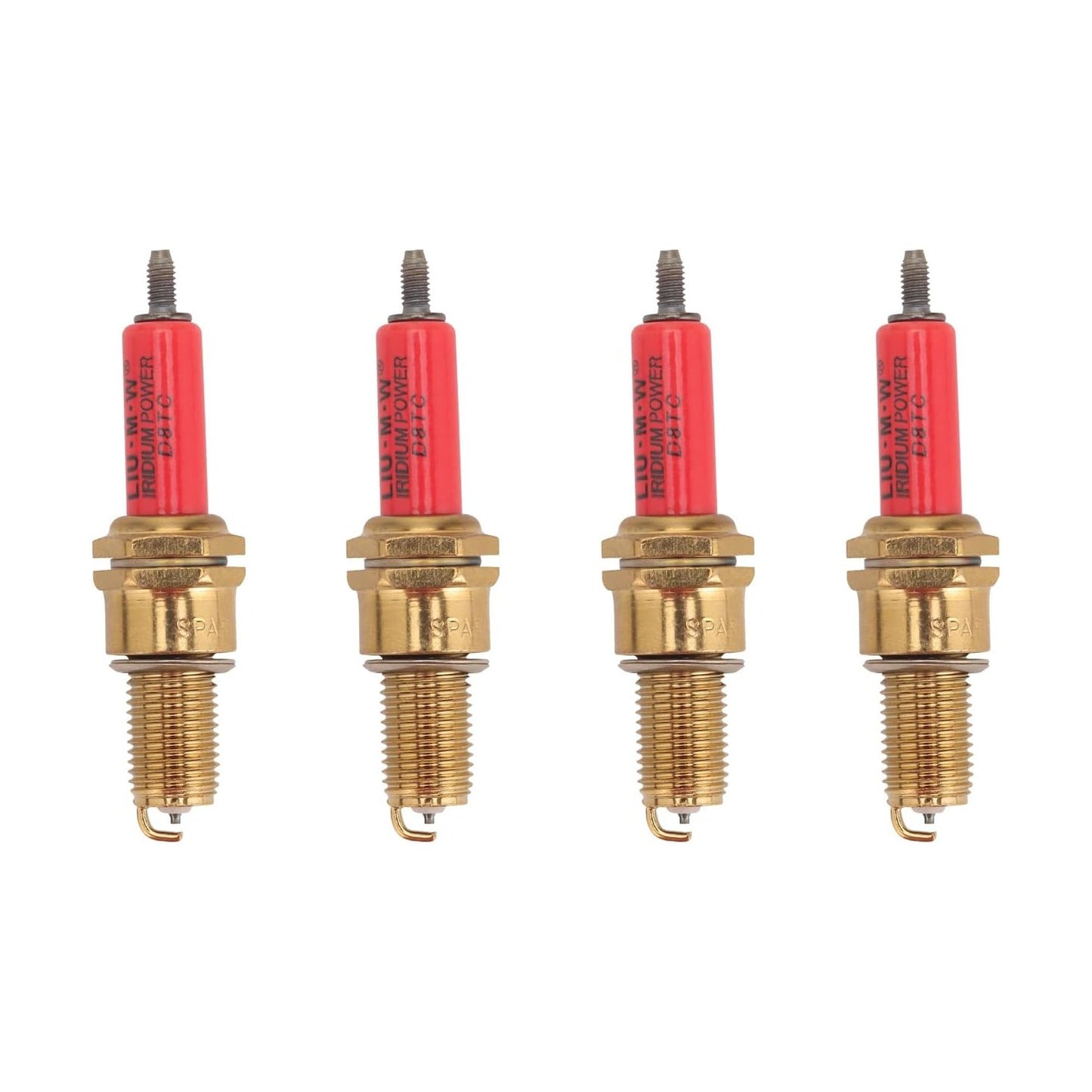 GOOFIT Spark Plug D8TC Red For Moped Scooters Buggy Go Karts 150cc 200cc 250cc Dirt Pit Bike ATV Quad Pack of 4