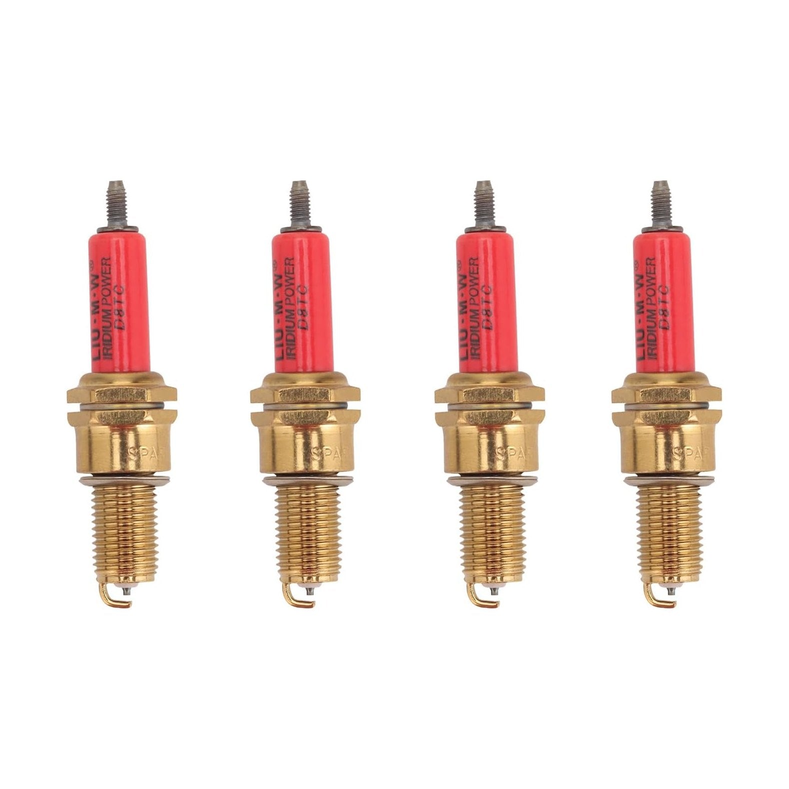 GOOFIT Spark Plug D8TC Red For Moped Scooters Buggy Go Karts 150cc 200cc 250cc Dirt Pit Bike ATV Quad Pack of 4