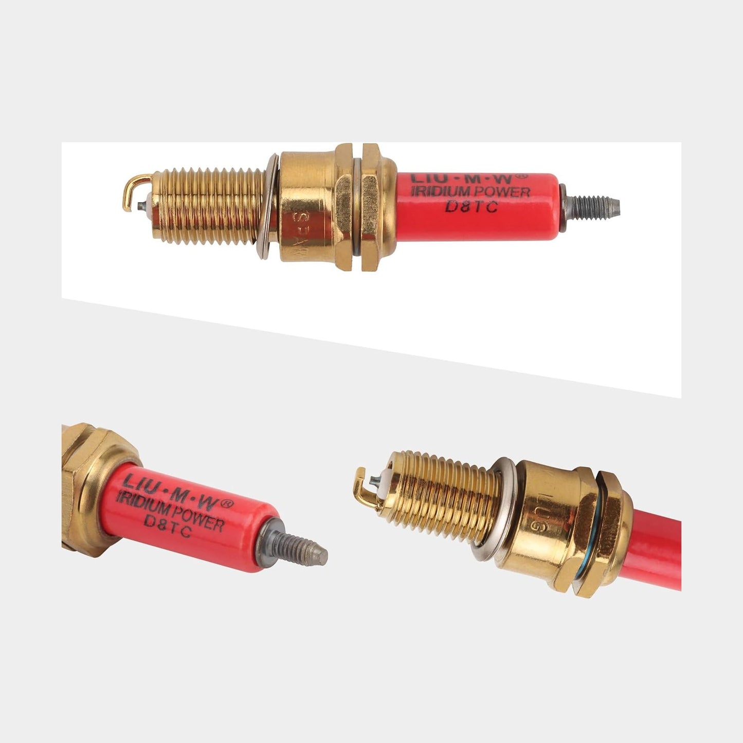 GOOFIT Spark Plug D8TC Red For Moped Scooters Buggy Go Karts 150cc 200cc 250cc Dirt Pit Bike ATV Quad Pack of 4