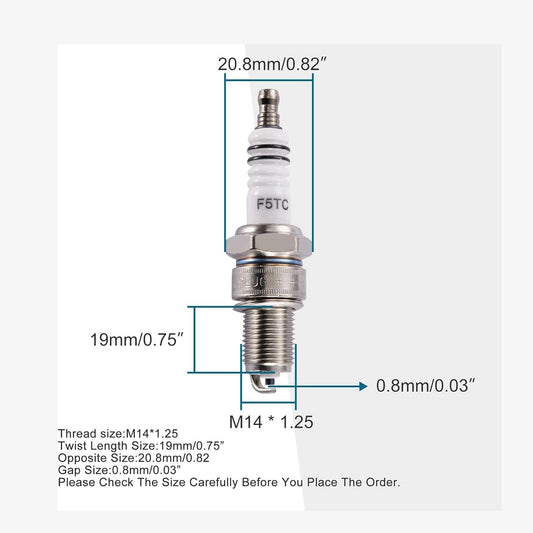 GOOFIT Spark Plug F5TC For 50cc 70cc 90cc 110cc ATV 150 Ignition Plug Moped Motor Scooter Go Kart Pocket Bike
