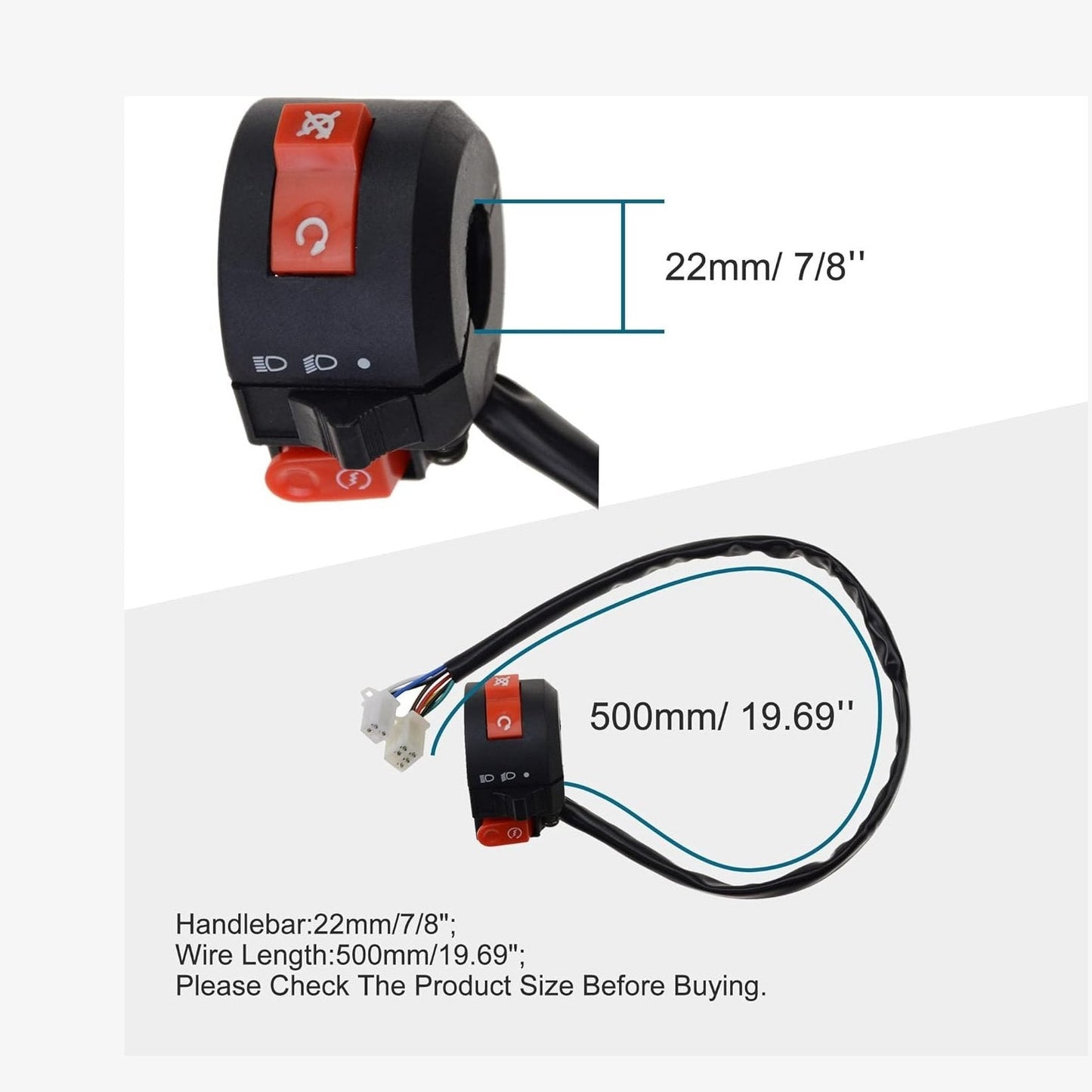 GOOFIT Three-Function 7/8" Handlebar Switch Assembly Replacement for 50cc 70cc 90cc 110cc 125cc 150cc ATVs Quad Wheelers Motorcycles Bike Scooter ATV Snowmobiles