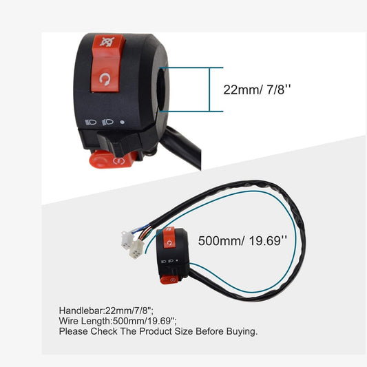 GOOFIT Three-Function 7/8" Handlebar Switch Assembly Replacement for 50cc 70cc 90cc 110cc 125cc 150cc ATVs Quad Wheelers Motorcycles Bike Scooter ATV Snowmobiles