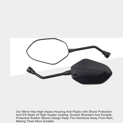 GOOFIT Universal Motorcycle Rear View Mirrors with 7/8" Handlebar Mount Replacement for Motocycle Scooter Moped ATV Quad Dirt Bike Reflector Black