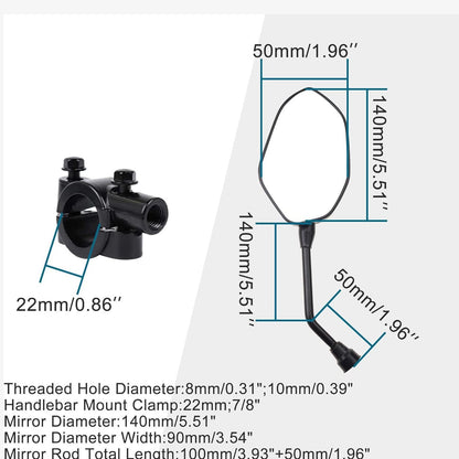 GOOFIT Universal Motorcycle Rear View Mirrors with 7/8" Handlebar Mount Replacement for Motocycle Scooter Moped ATV Quad Dirt Bike Reflector Black