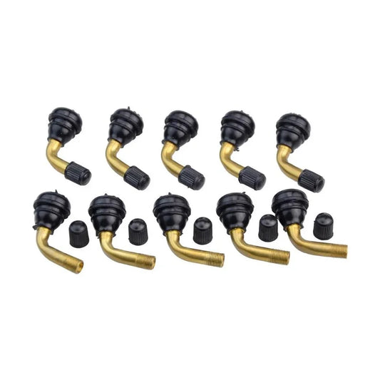PVR70 90 Degree Bent Valve Stems (10pcs) - Snap-in Brass Tubeless Tire Rim Valves - goofitmoto