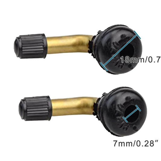 PVR70 90 Degree Bent Valve Stems (10pcs) - Snap-in Brass Tubeless Tire Rim Valves - goofitmoto