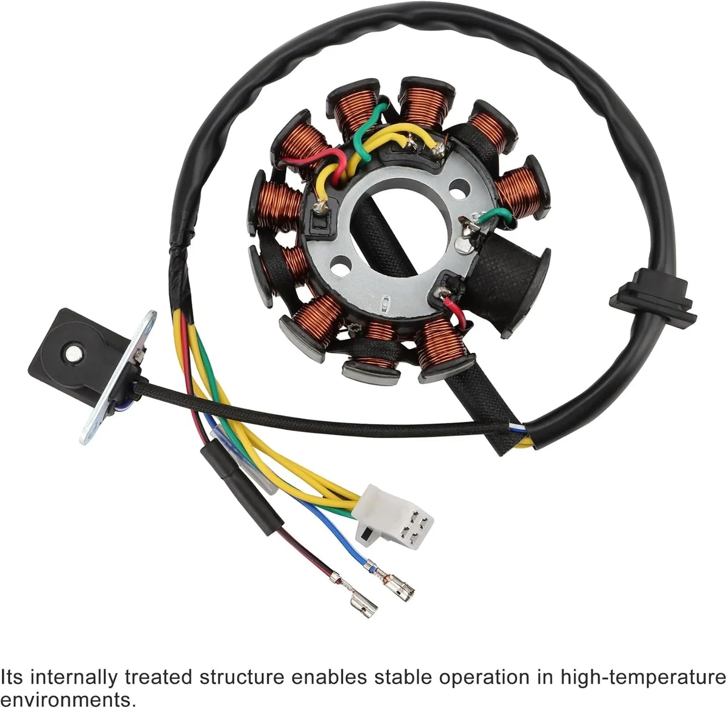 88mm 3-phase magneto stator replacement for motorcycles with attached wire harness