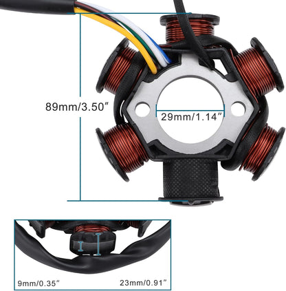 GOOFIT 6 Pole 5 Wire AC Stator 3 Pin for GY6 125cc 150cc Scooter ATV Go Kart Magneto