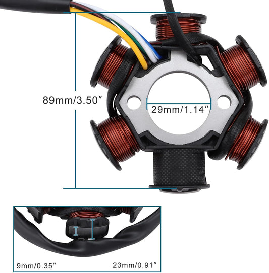 GOOFIT 6 Pole 5 Wire AC Stator 3 Pin for GY6 125cc 150cc Scooter ATV Go Kart Magneto