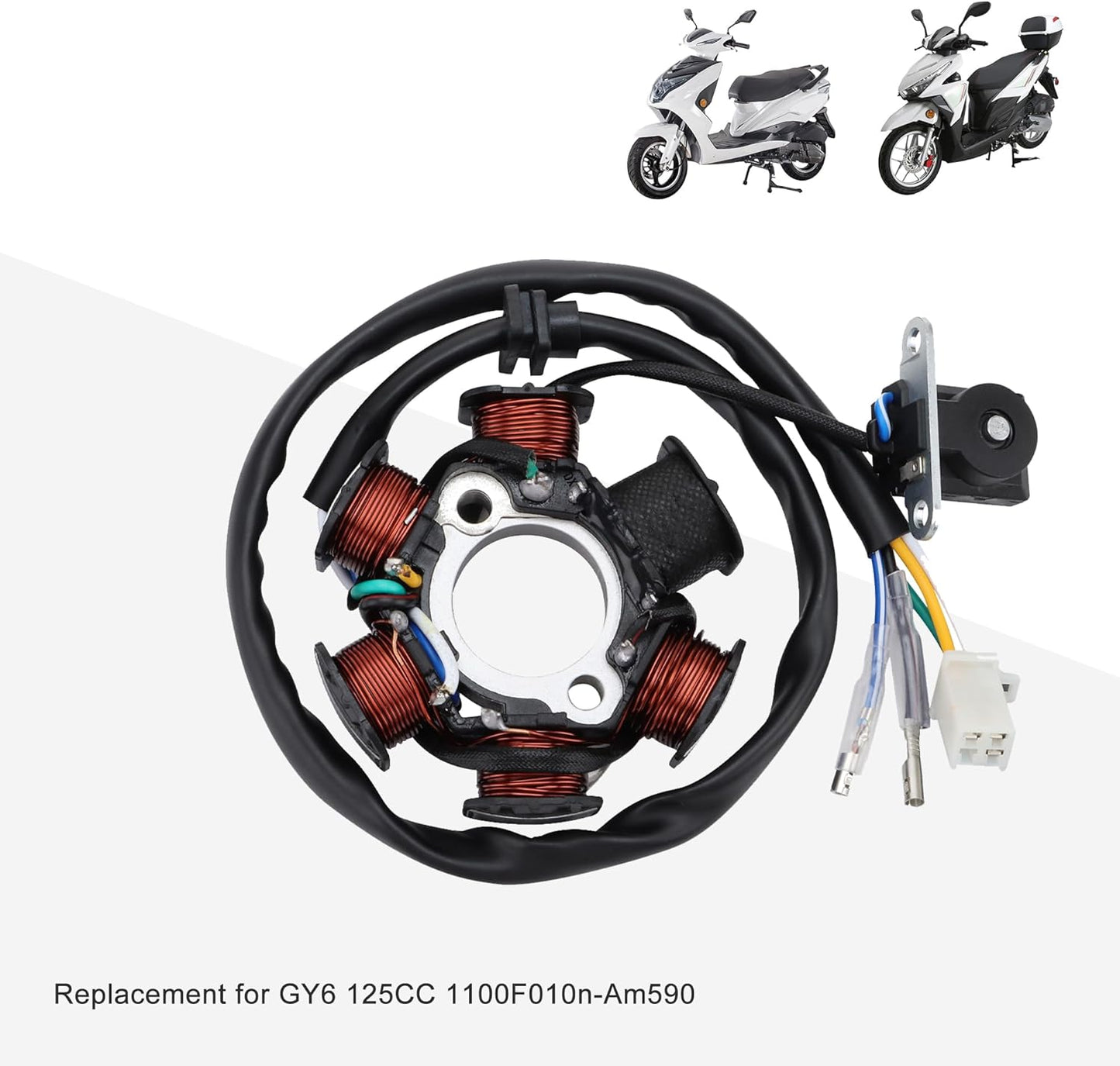 GOOFIT 6 Pole 5 Wire AC Stator 3 Pin for GY6 125cc 150cc Scooter ATV Go Kart Magneto