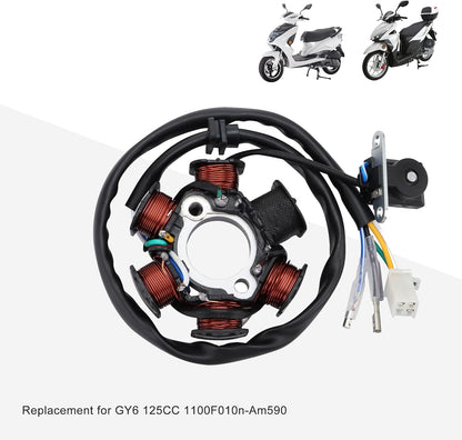 GOOFIT 6 Pole 5 Wire AC Stator 3 Pin for GY6 125cc 150cc Scooter ATV Go Kart Magneto