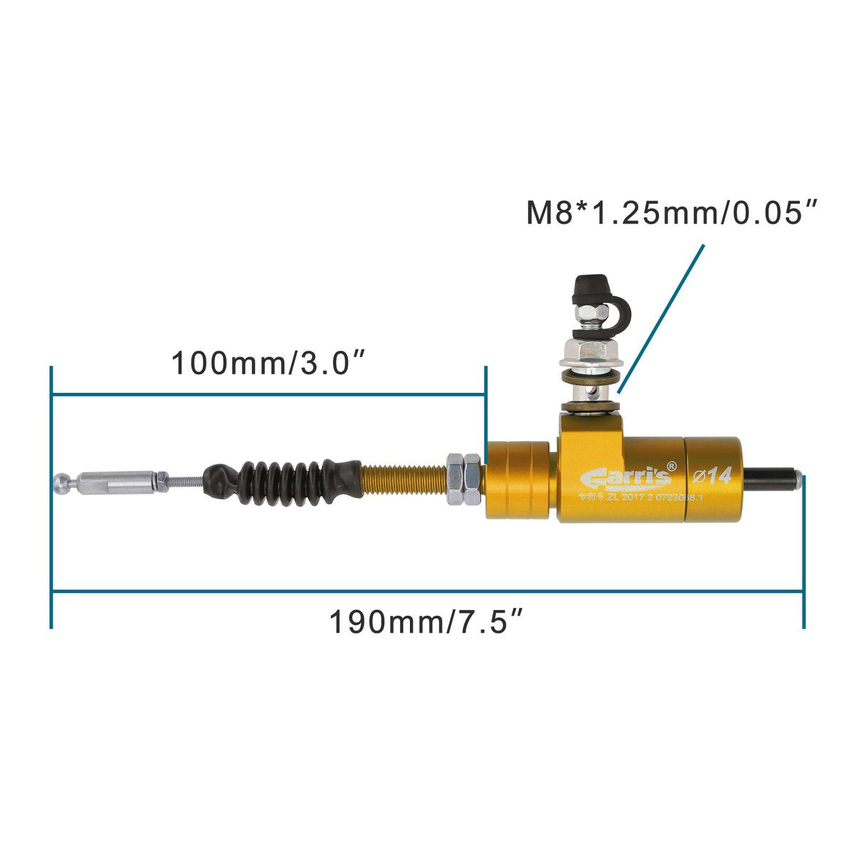 Gold M8 x 1.25mm Hydraulic Clutch Brake Master Cylinder Rod for Dirt Bike ATV